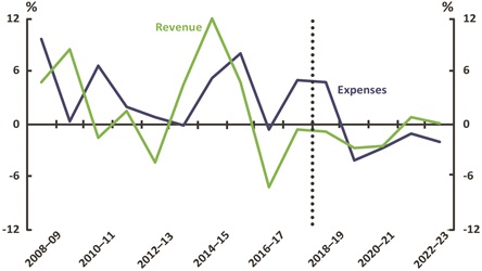 Figure 29 revenue expenses - real growth